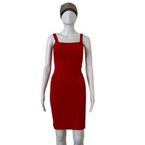 ⭐ American Apparel Red Ponte Tank Midi Square Neck Dress Size XS